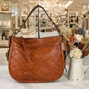 Coach Zoe‎ Acorn Hand Shoulder Hobo Woven Bag Whiskey Brown Limited Edition Rare